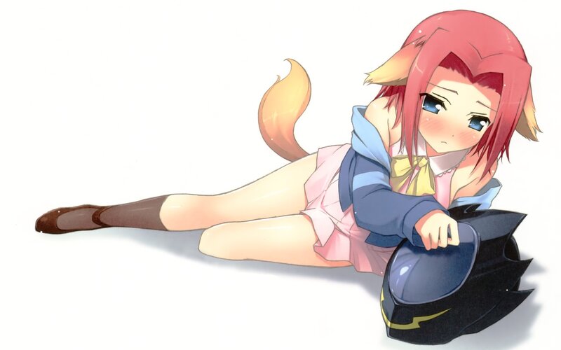 red-haired anime girl with fox ears