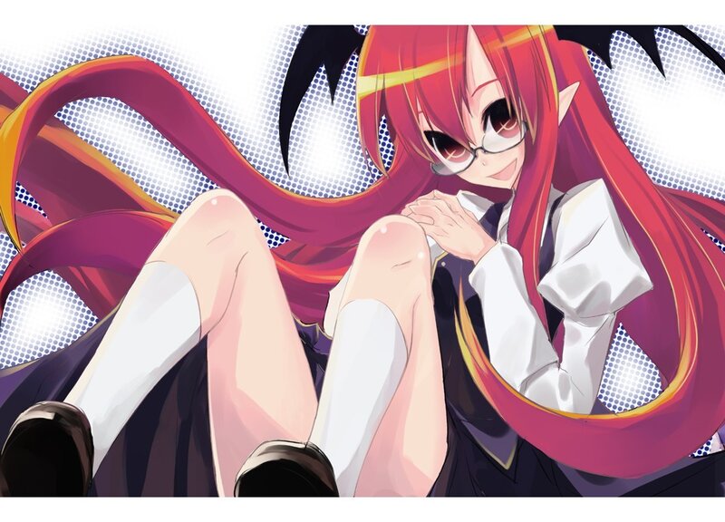 red-haired anime girl with glasses