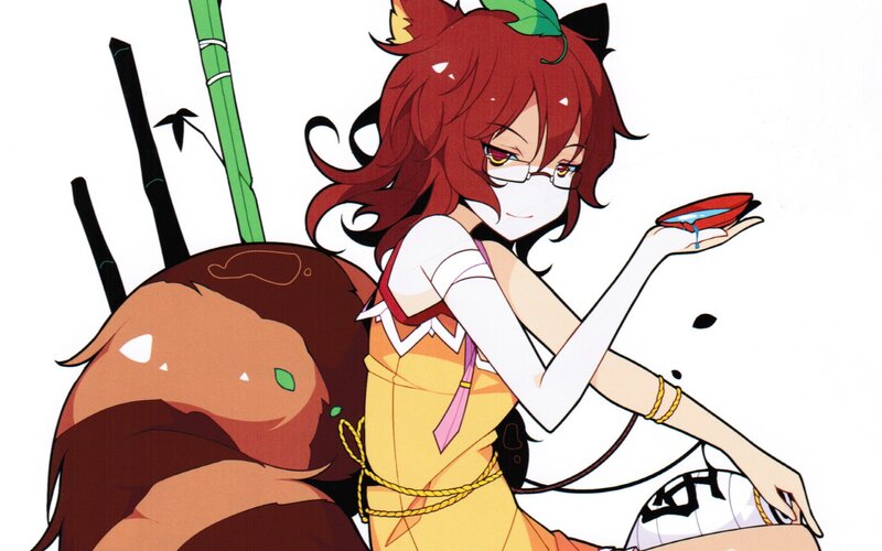 red-haired anime girl with glasses