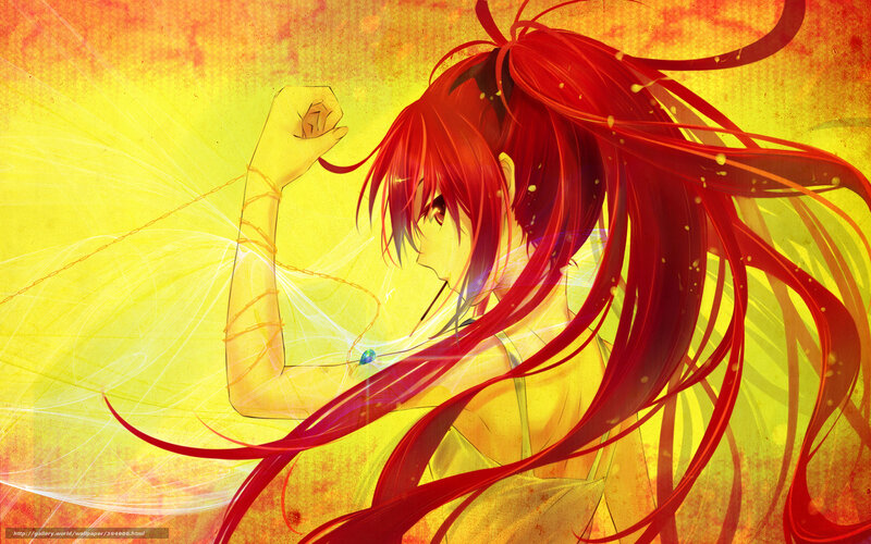 red-haired anime girl with glowing energy