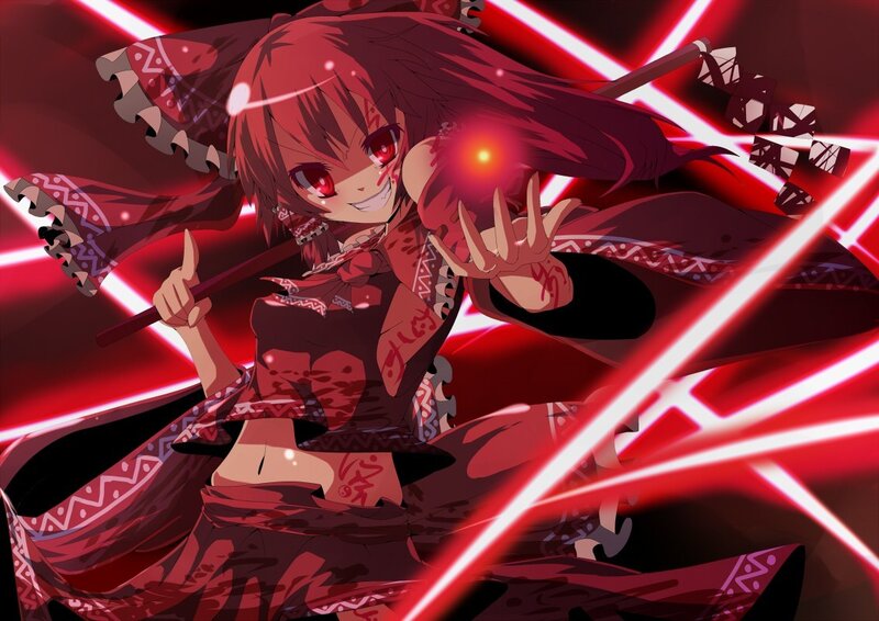 Red-haired anime girl with glowing eyes