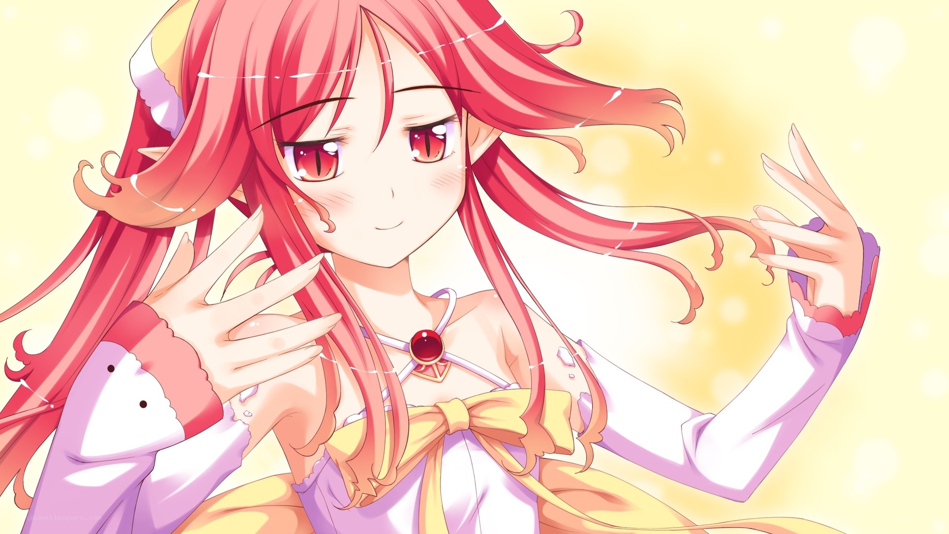 red-haired anime girl with glowing eyes