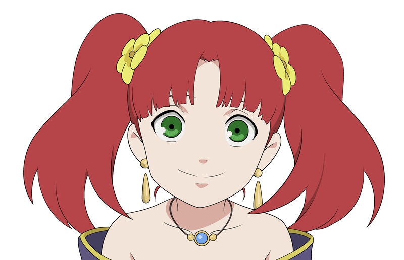 red-haired anime girl with green eyes