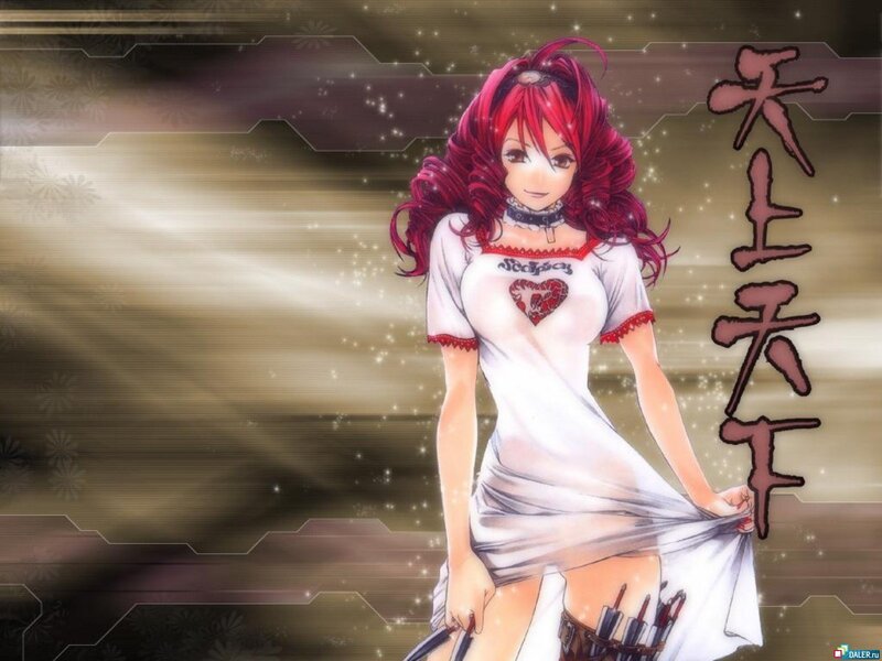 red-haired anime girl with heart tattoo