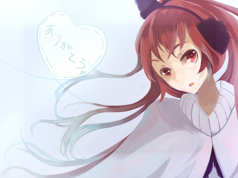 red-haired anime girl with heart