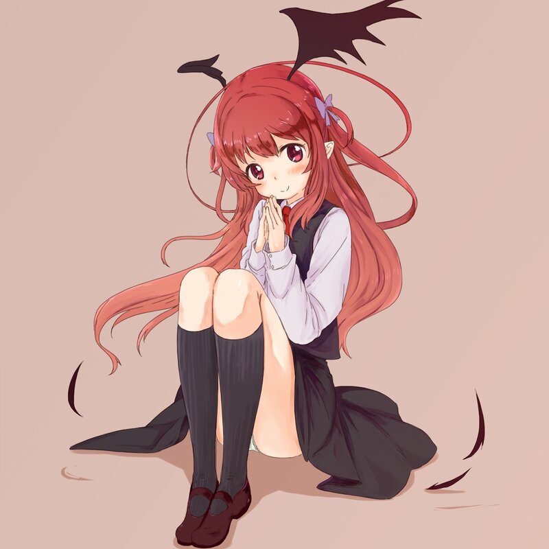 red-haired anime girl with horns