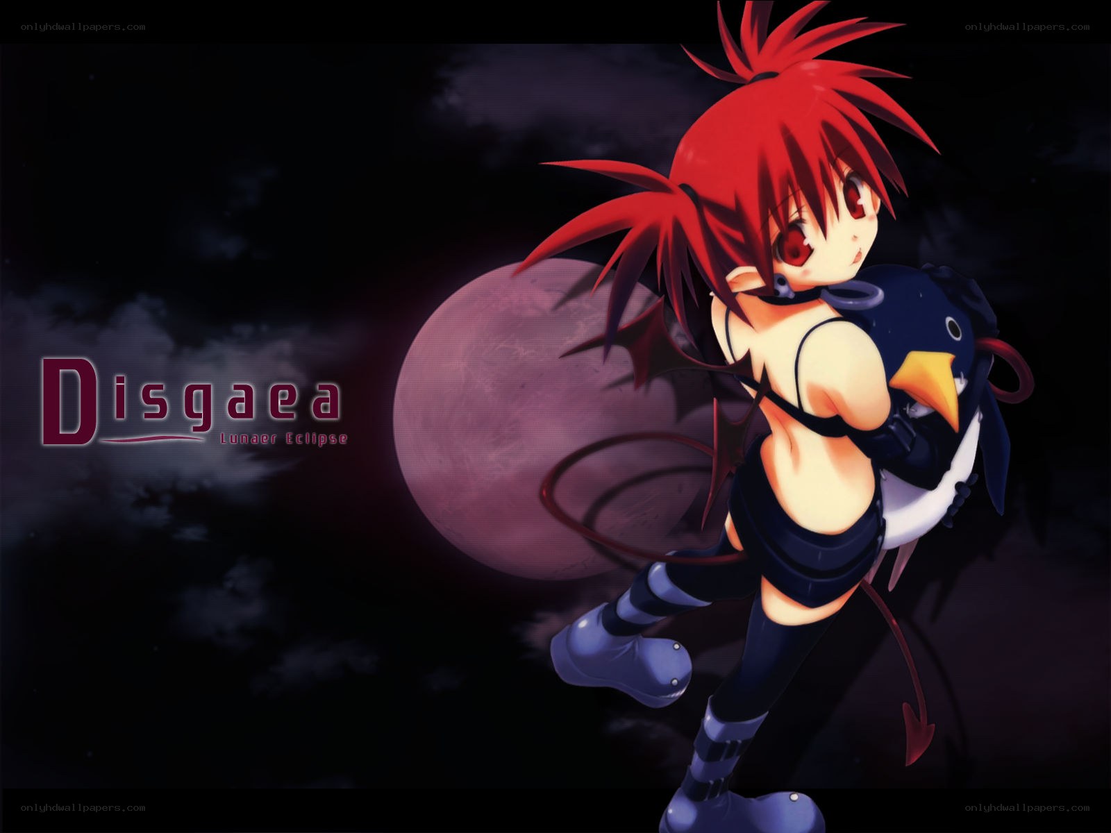 Red-haired anime girl with penguin