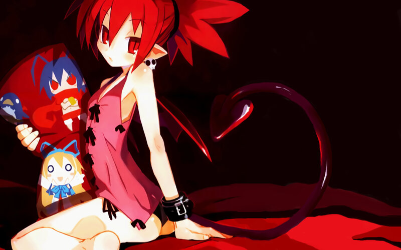 Red-haired anime girl with plush toys