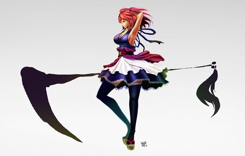 red-haired anime girl with ribbon