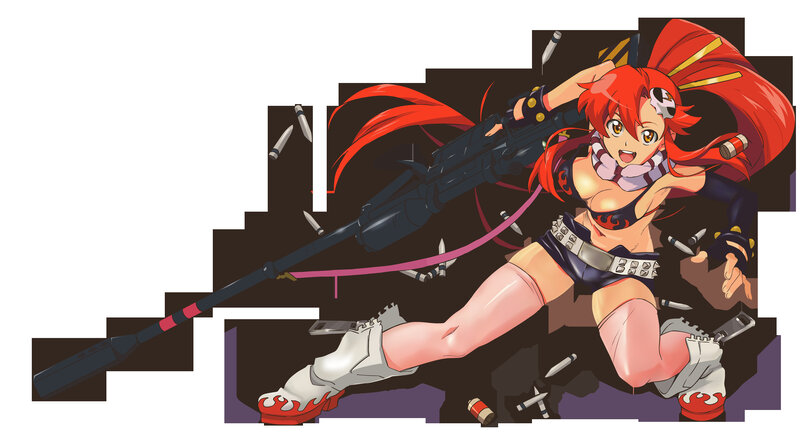 red-haired anime girl with rifle
