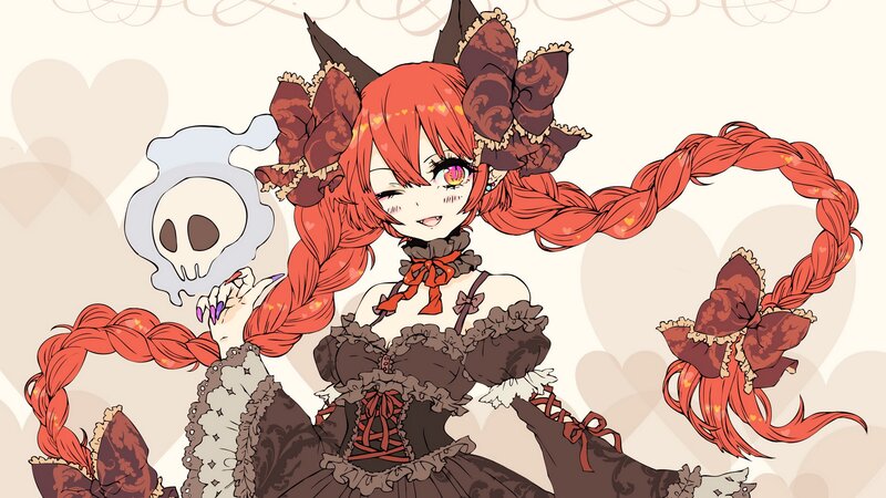 Red-haired anime girl with skull