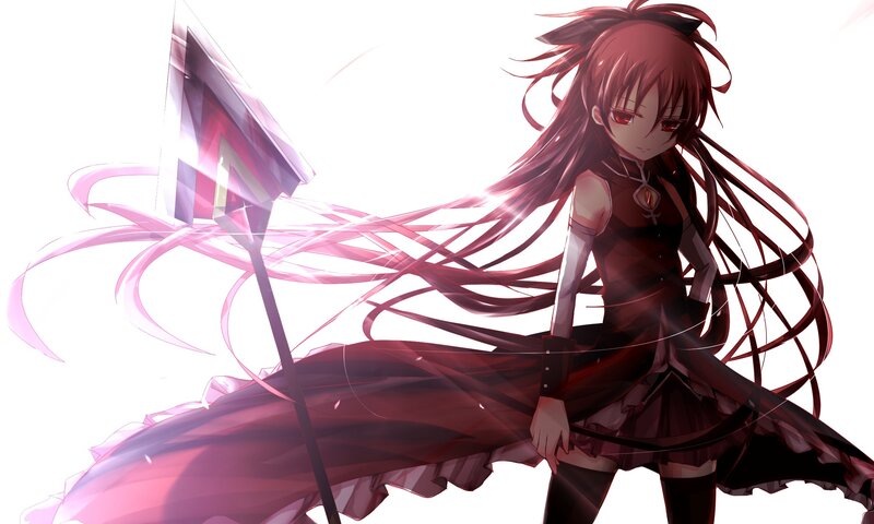 red-haired anime girl with staff