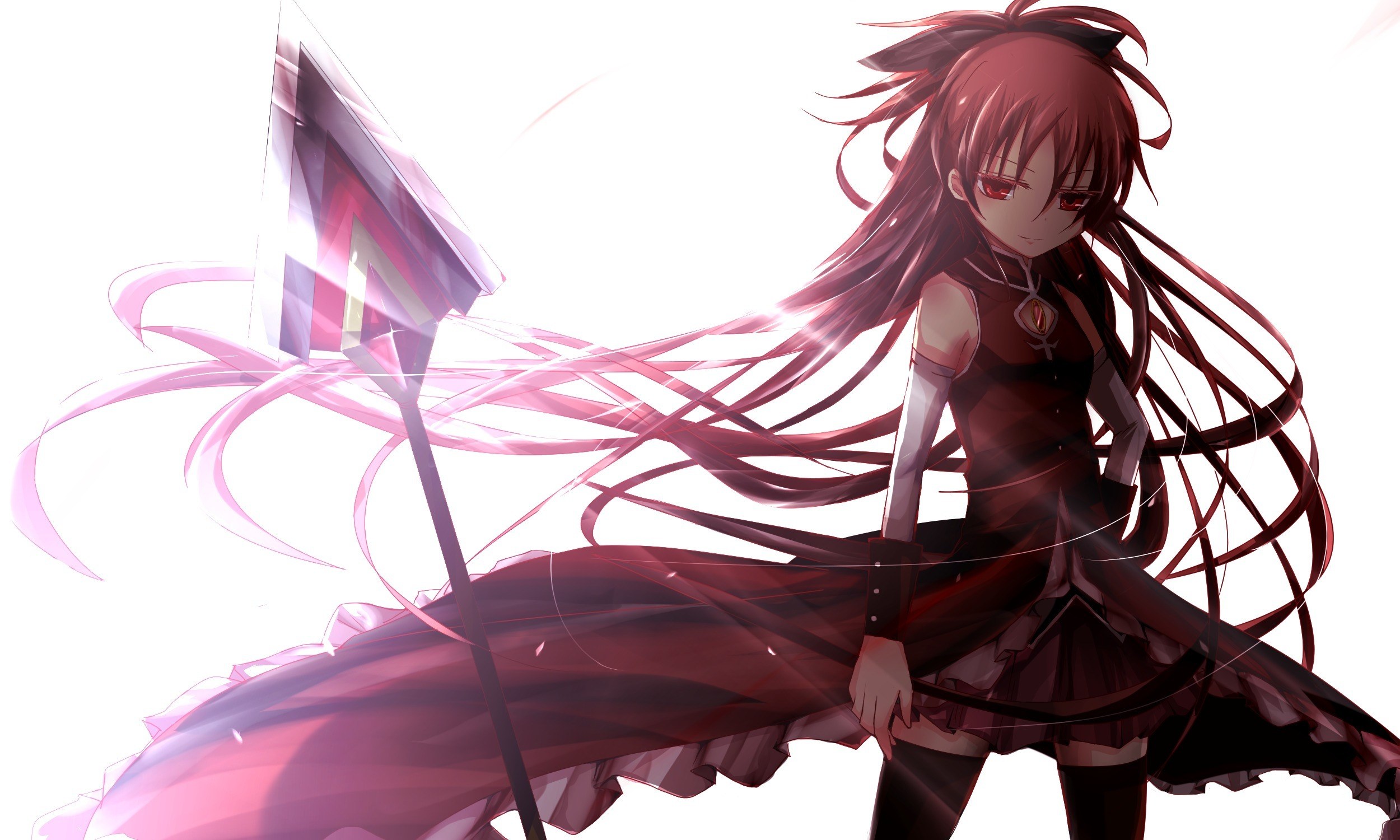 red-haired anime girl with staff
