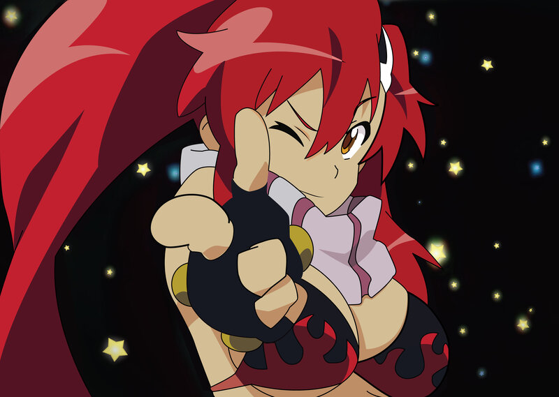 red-haired anime girl with stars