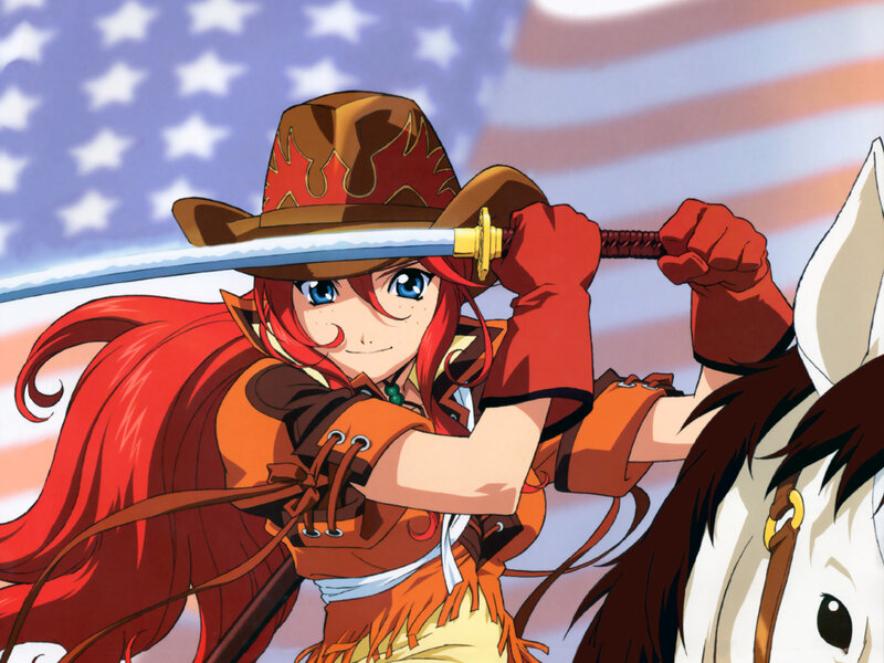 Red-haired anime girl with sword