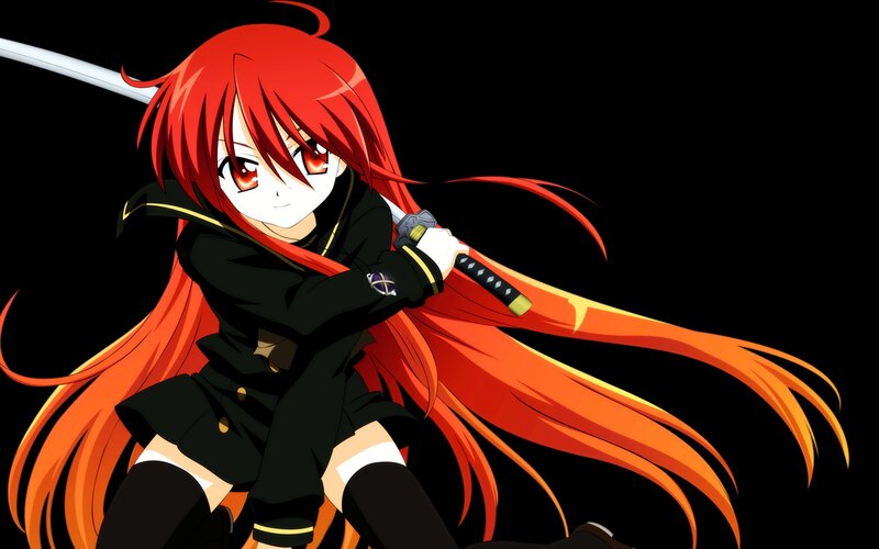 red-haired anime girl with sword