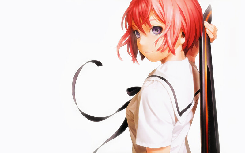 red-haired anime girl with sword