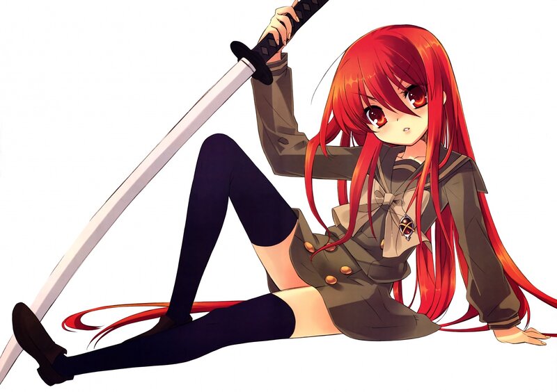 Red-haired anime girl with sword