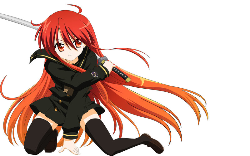 red-haired anime girl with sword