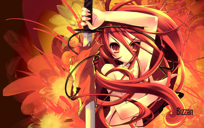 Red-haired anime girl with sword