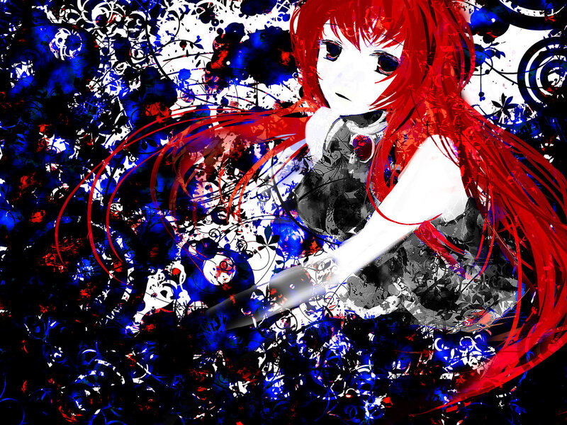 Red-haired anime girl with sword