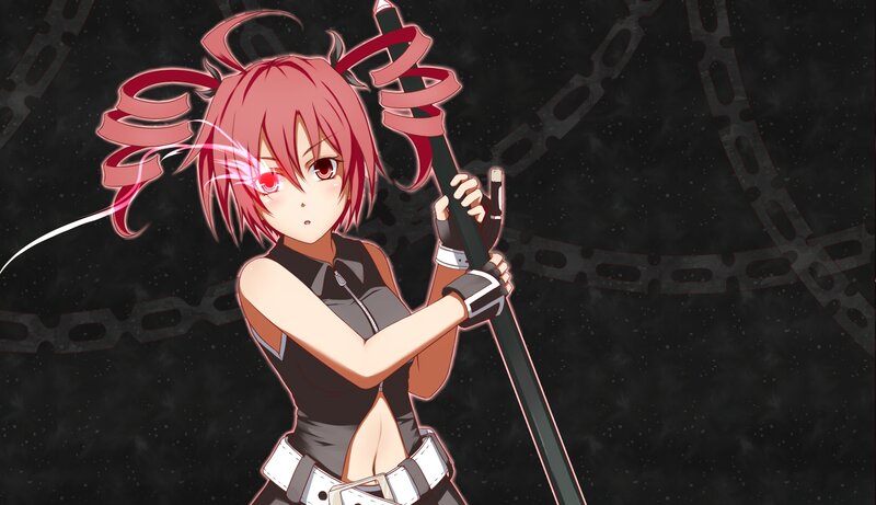 red-haired anime girl with sword