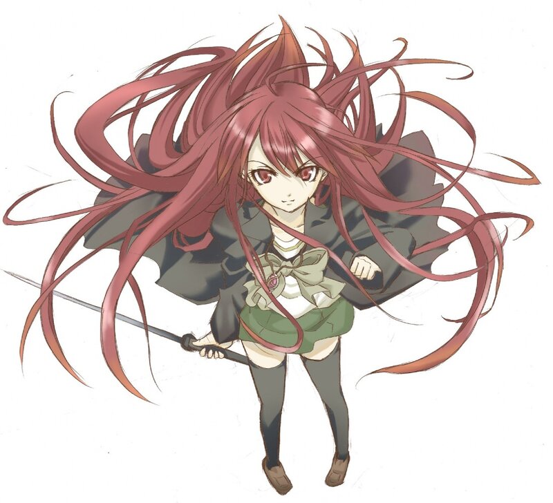 red-haired anime girl with sword