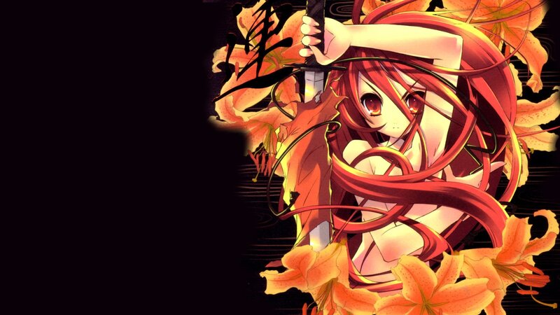 red-haired anime girl with sword