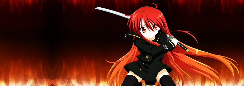 red-haired anime girl with sword