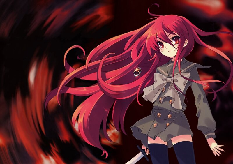 red-haired anime girl with sword