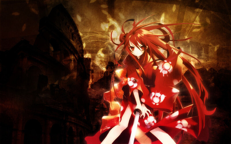 Red-haired anime girl with sword