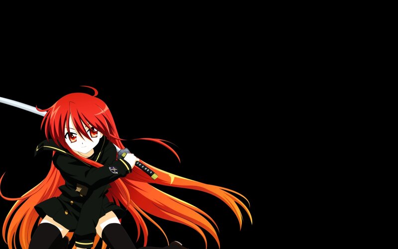 red-haired anime girl with sword