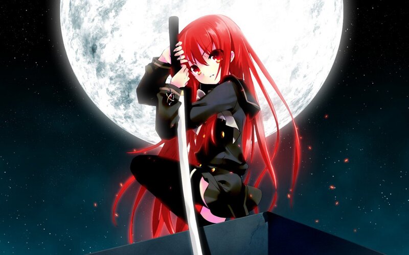 Red-haired anime girl with sword