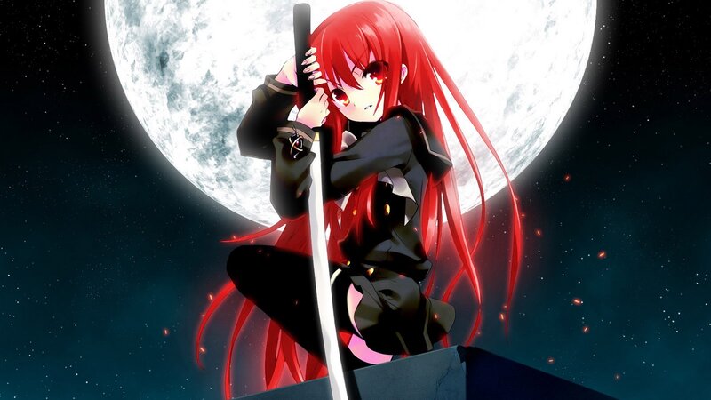 Red-haired anime girl with sword