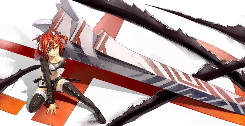 red-haired anime girl with sword