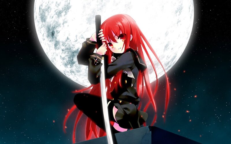 Red-haired anime girl with sword