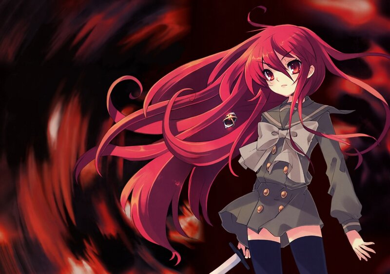 Red-haired anime girl with sword