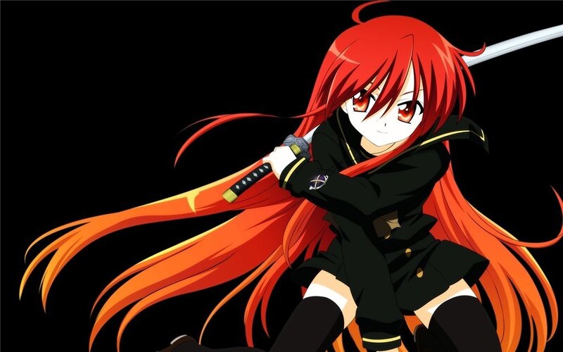 Red-haired anime girl with sword