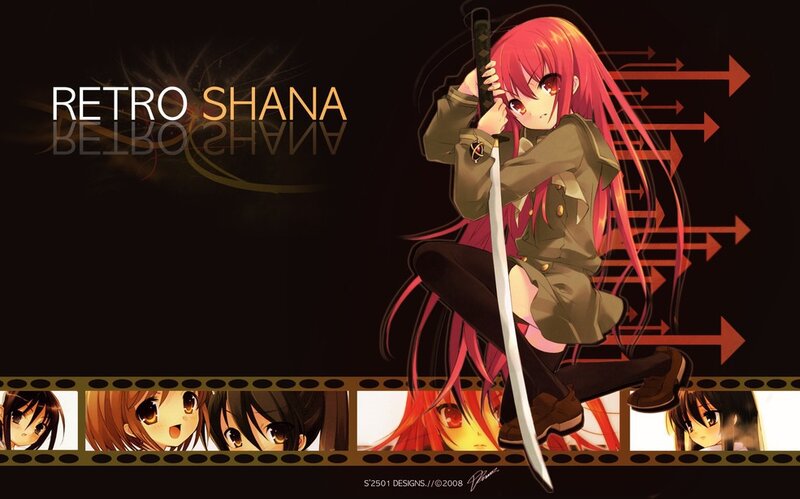 Red-haired Anime Girl with Sword — Black
