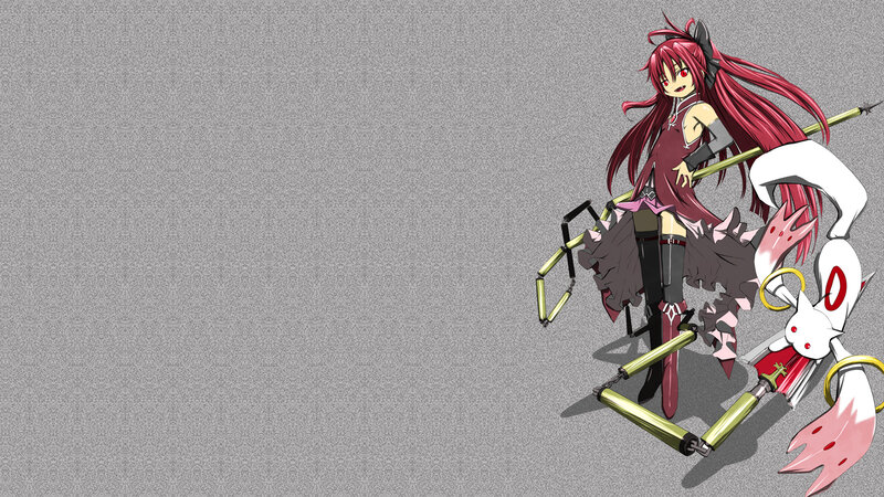 red-haired anime girl with weapon