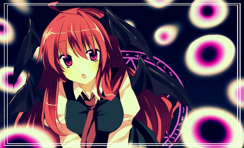 red-haired anime girl with wings
