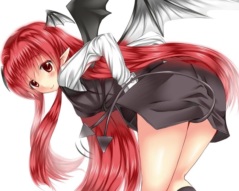 red-haired anime girl with wings