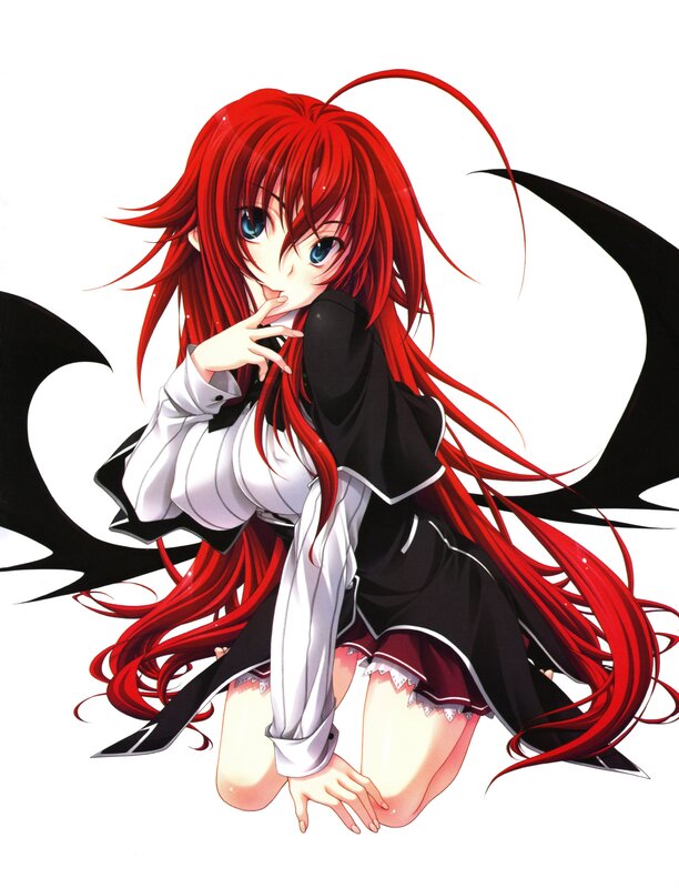 red-haired anime girl with wings