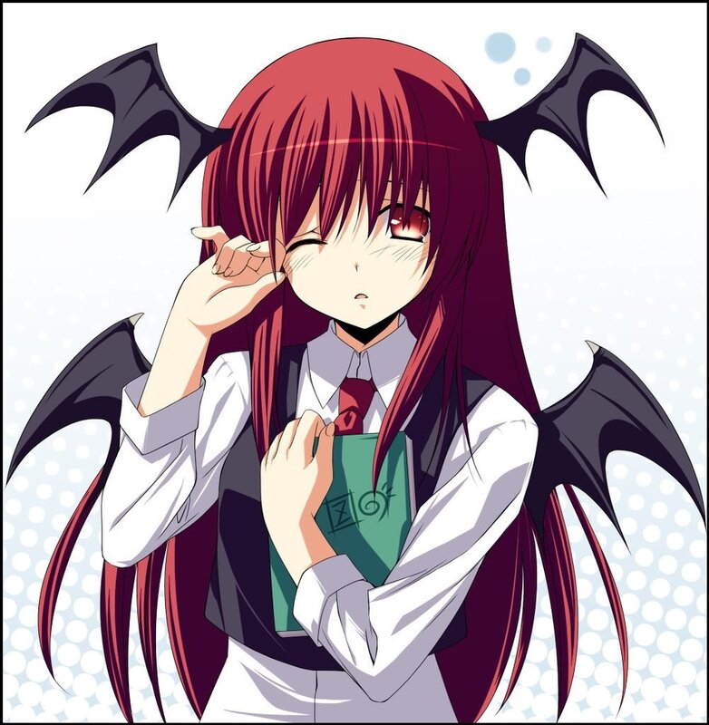 red-haired anime girl with wings