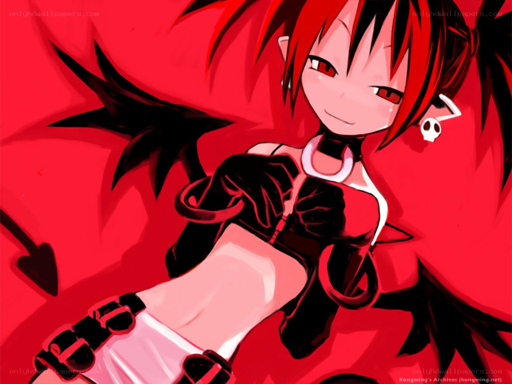 red-haired anime girl with wings