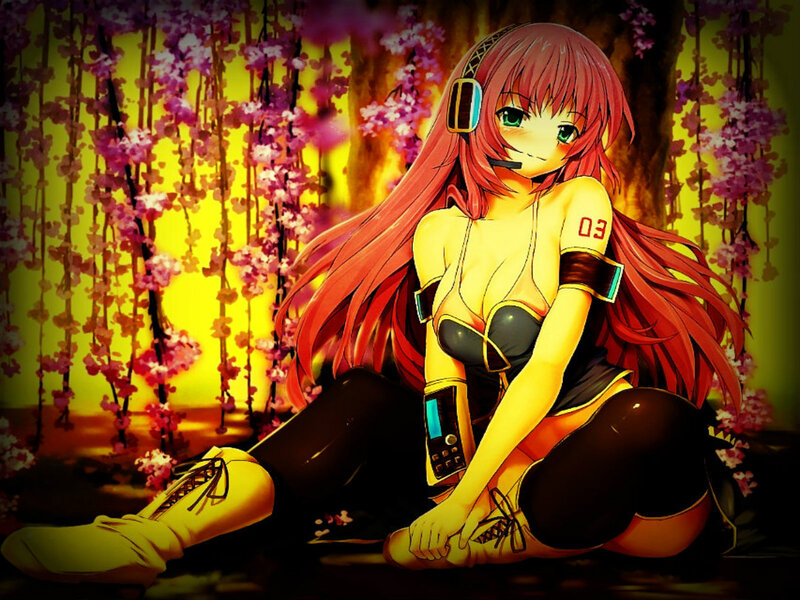 Red-haired Anime Girl — Yellow, Serene, Spring