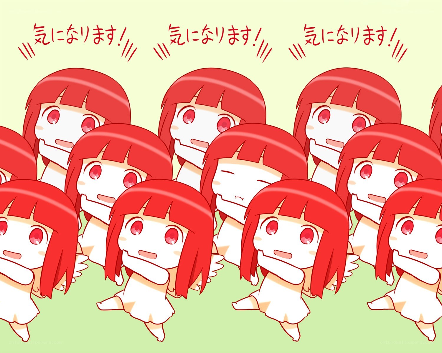 Red-haired anime girls repeating phrase