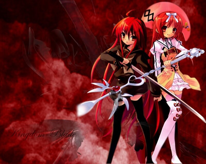 Red-haired anime girls with swords