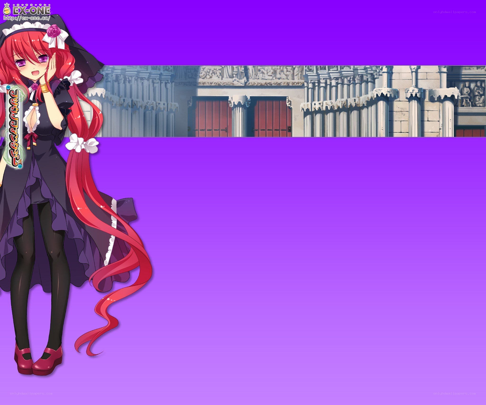 Red-haired anime maid character