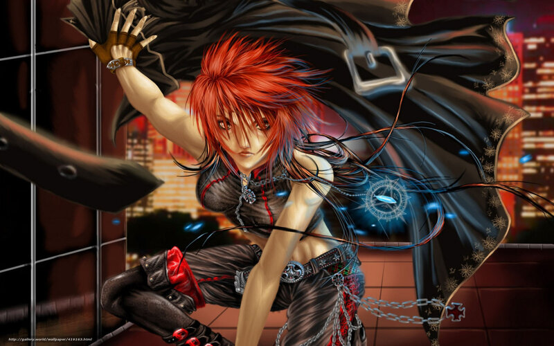 red-haired anime warrior